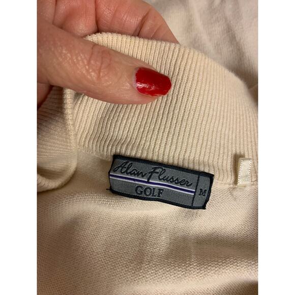 Alan Flusser Mens Vest Size Medium Ivory Golf Sports Normcore Staple Preppy - Picture 5 of 9